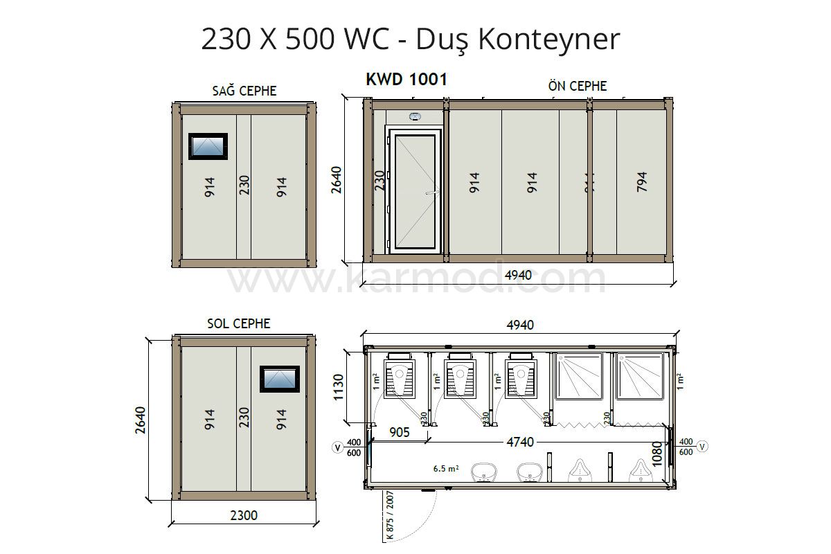 KW6 230X500 Wc - Shower Container